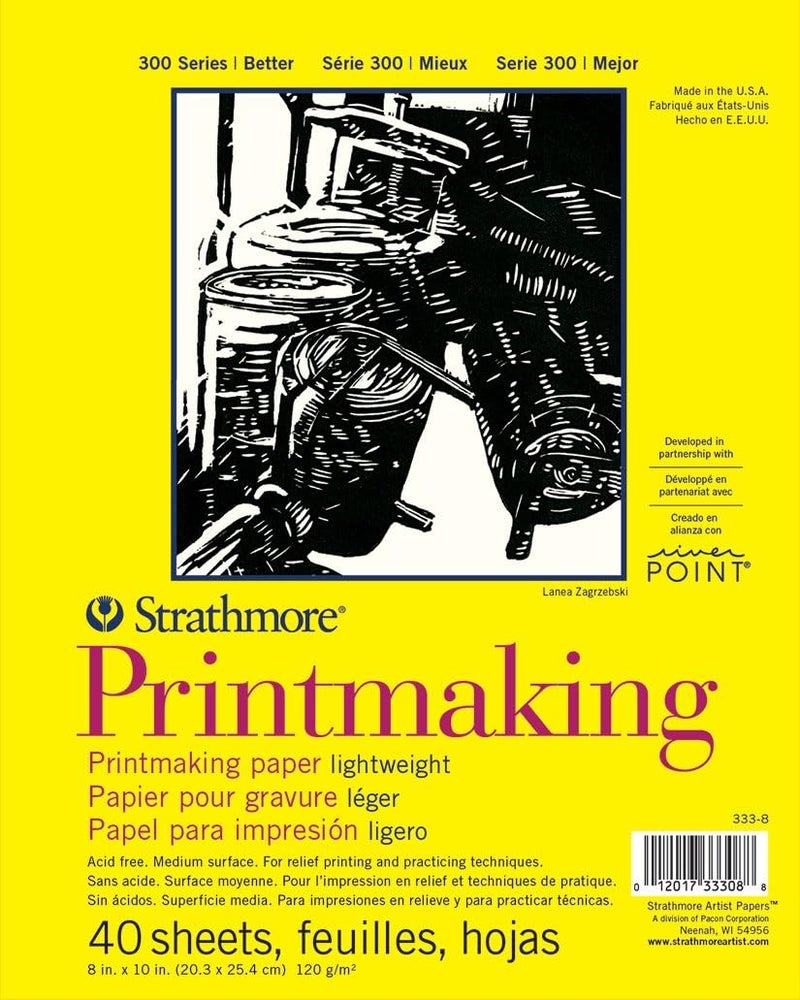 Paper Pad 300 Series Lightweight Printmaking, 8"x10", White, 40 Sheets - 333-8
