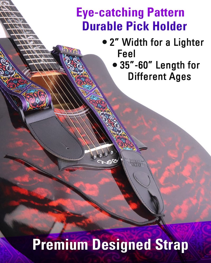 Stage Rocker Guitar Accessories Gift Box for Acoustic and Electric Guitars, Premium Designed Purple Guitar Strap, Picks, Capo, Tuner, Cleaning Cloth, 5-in-1 Essential Gift - Image 5