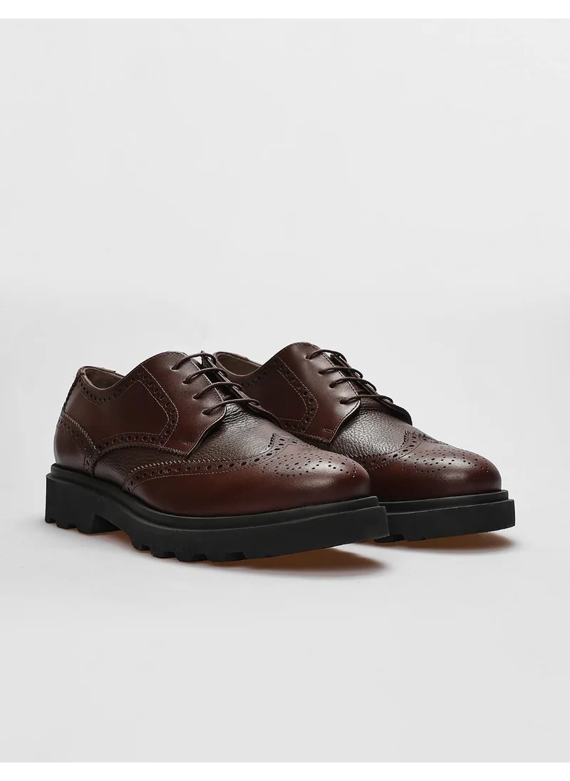 Cabani Genuine Leather Brown Lace-Up Men's Casual Shoes