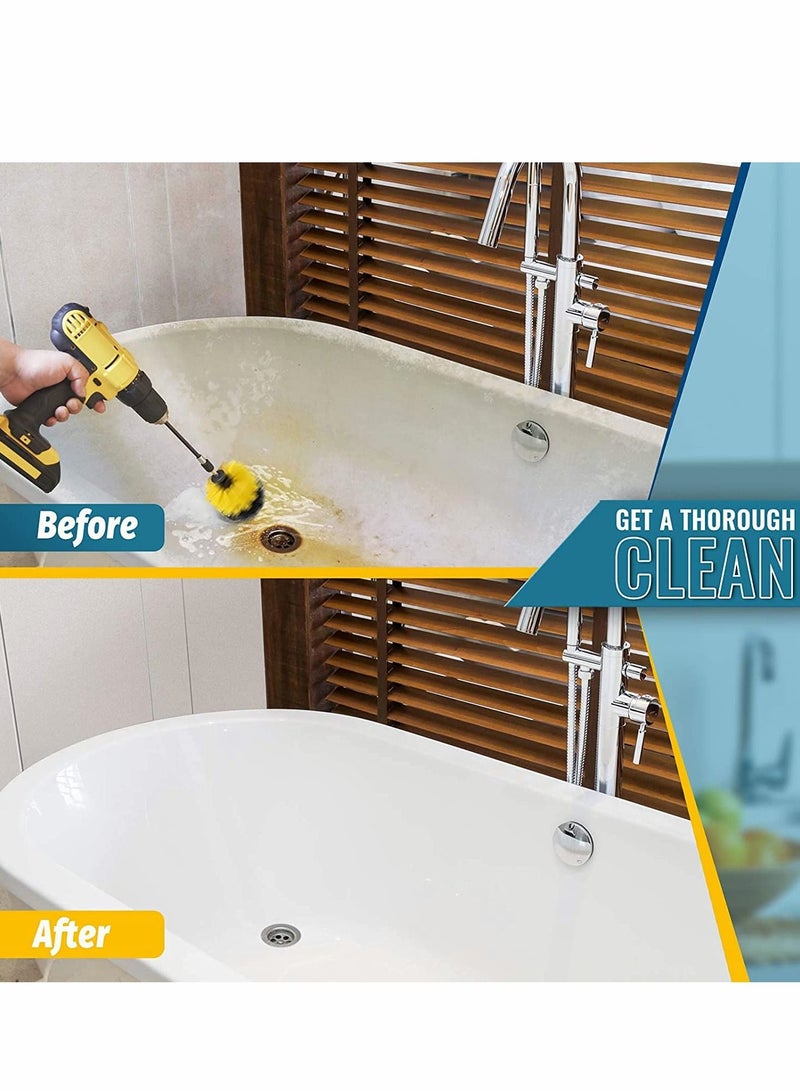 Y&D Drill Brush Attachment Set for Cleaning, Power Scrubber Pad Sponge Kit with Extend Bathroom Car Grout Carpet Floor Tub Shower Tile Corners and Kitchen - Image 4