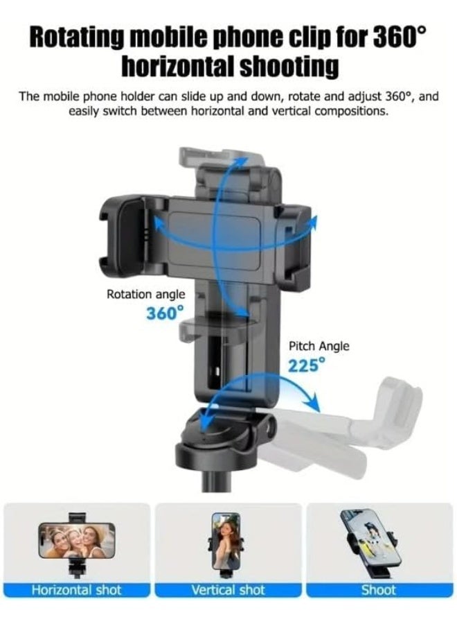 سمارتكس حامل رباعي صغير P15، عصا سيلفي 4 في 1 مع قبضة مريحة للهاتف المحمول، جهاز تحكم عن بعد USB-C Bluetooth، حامل حذاء بارد مزدوج، حامل قابل للدوران 360 درجة، أسود - Image 2