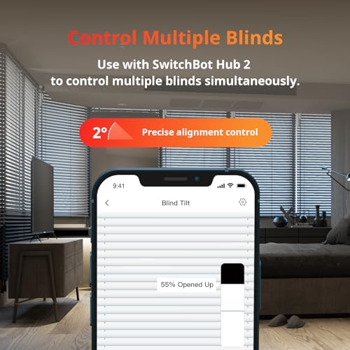 SwitchBot Blind Tilt Automatic Blind Opener 3-Pack & Hub 2- Smart Motorized Blinds with Bluetooth/IR Remote Control, WiFi Thermometer Hygrometer, Light Sensor, Work with Alexa, Google Home, HomeKit - Image 2