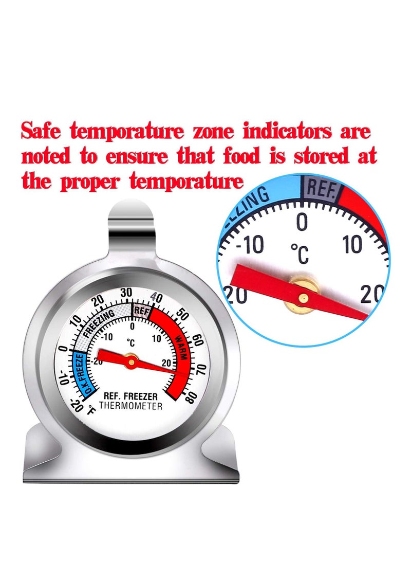 Excefore Fridge Thermometer, 4 Pack Refrigerator Thermometer Classic Series Large Dial Temperature Thermometer with Hanging Hook and Retractable Stand for Freezer - Image 4