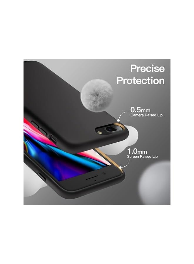 جي تيك جراب سيليكون لهاتف iPhone 7 Plus وiPhone 8 Plus، مقاس 5.5 بوصة، جراب واقٍ كامل الجسم ناعم الملمس، غطاء مقاوم للصدمات مع بطانة من الألياف الدقيقة (أسود) - Image 5