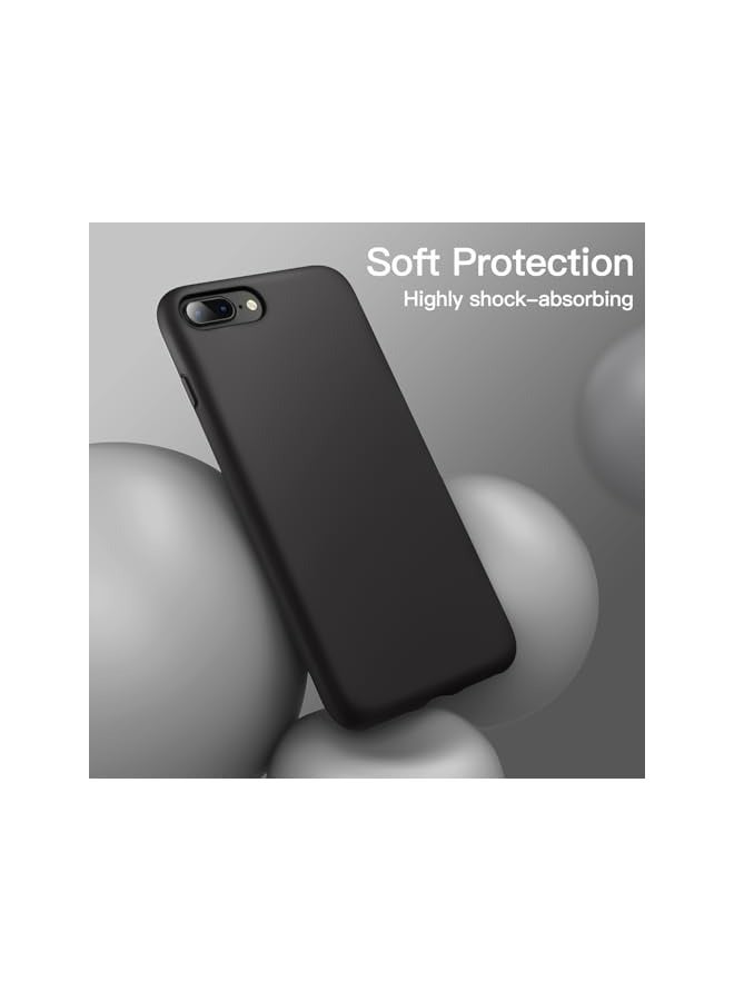 جي تيك جراب سيليكون لهاتف iPhone 7 Plus وiPhone 8 Plus، مقاس 5.5 بوصة، جراب واقٍ كامل الجسم ناعم الملمس، غطاء مقاوم للصدمات مع بطانة من الألياف الدقيقة (أسود) - Image 4