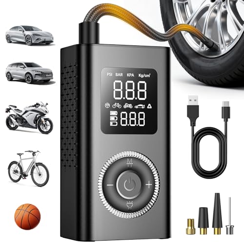 Evekas Tire Inflator Portable Air Compressor with Type-C Charging, Digital Pressure Gauge, LED Light, Smart Air Pump for Car, Motorcycle, Bike, Ball - Image 1