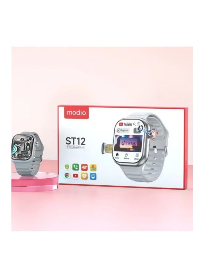 modio ST12 4G network 3 Pairs Strap/2.2 inch Smart watch multicolor