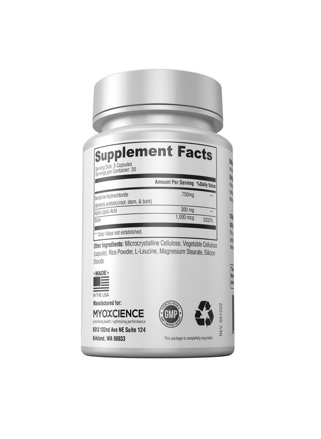 MYOXCIENCE MYOXCIENCE Berberine Fasting Accelerator: Berberine HCL with ALA (Alpha Lipoic Acid) and Biotin, Capsule  - Image 5