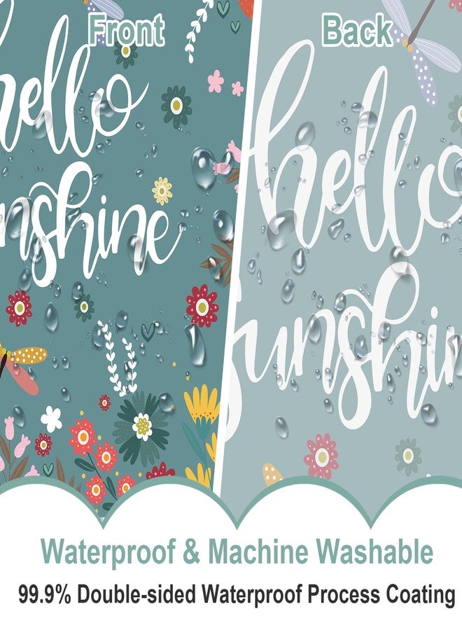 Baccessor Spring Summer Shower Curtain Hello Sunshine Flower Floral Shower Curtain Neutral Country Rustic Bathroom Bath Decor Waterproof Weighted with Hooks 72 W x72 H Inch - Image 4