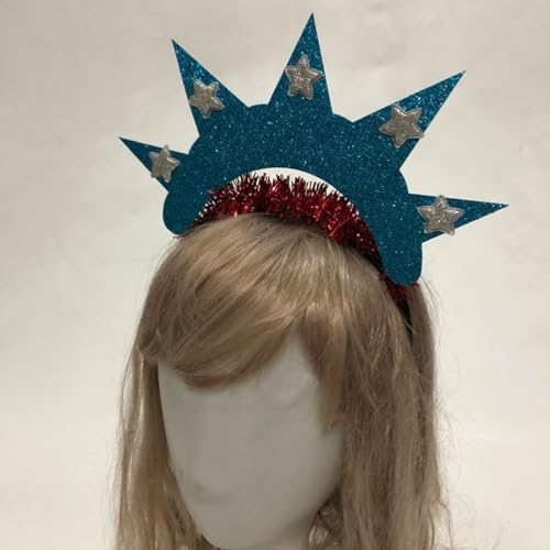 Gogogmee Headband, 2pcs Statue of Liberty American Apparel Costume Headband, Patriotic Day Hairbands, Goddess Tiaras Hair Hoops, Independence Day Party Headdress, Red White Blue, Unisex - Image 3