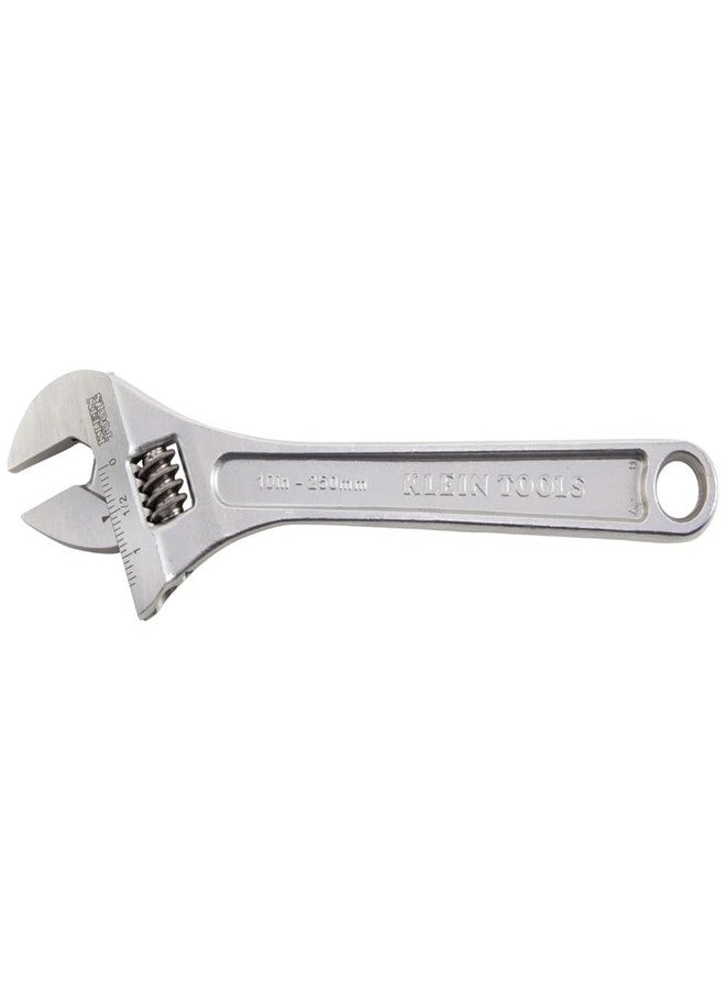 Klein Tools Adjustable Wrench, Extra Capacity Jaw Forged Drive Wrench with High Polish Chrome Finish, 10-Inch - Image 1