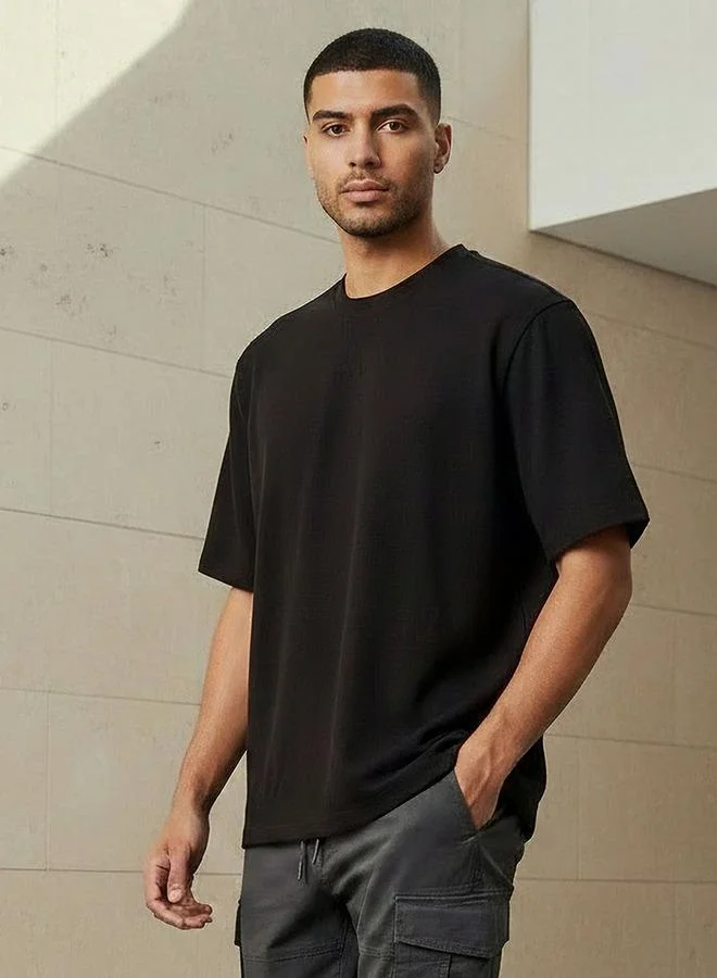 Splash FAV Men Relaxed Fit Crew Neck Short Sleeves Textured T shirt