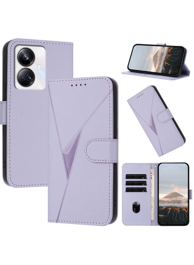 S-TOP Case For Realme 10 Pro+ Triangle Pattern Buckle Clasp Leather Phone Case - Image 1