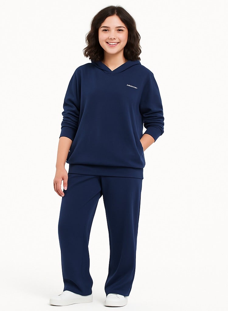 victor and jane Girls’ Navy Wide-Leg Pants & Hoodie Set - Image 1