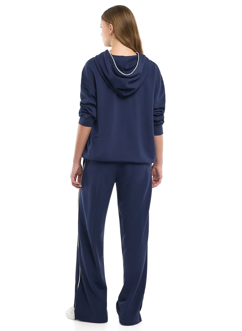 victor and jane Girls’ Navy Wide-Leg Pants &amp; Hoodie Set