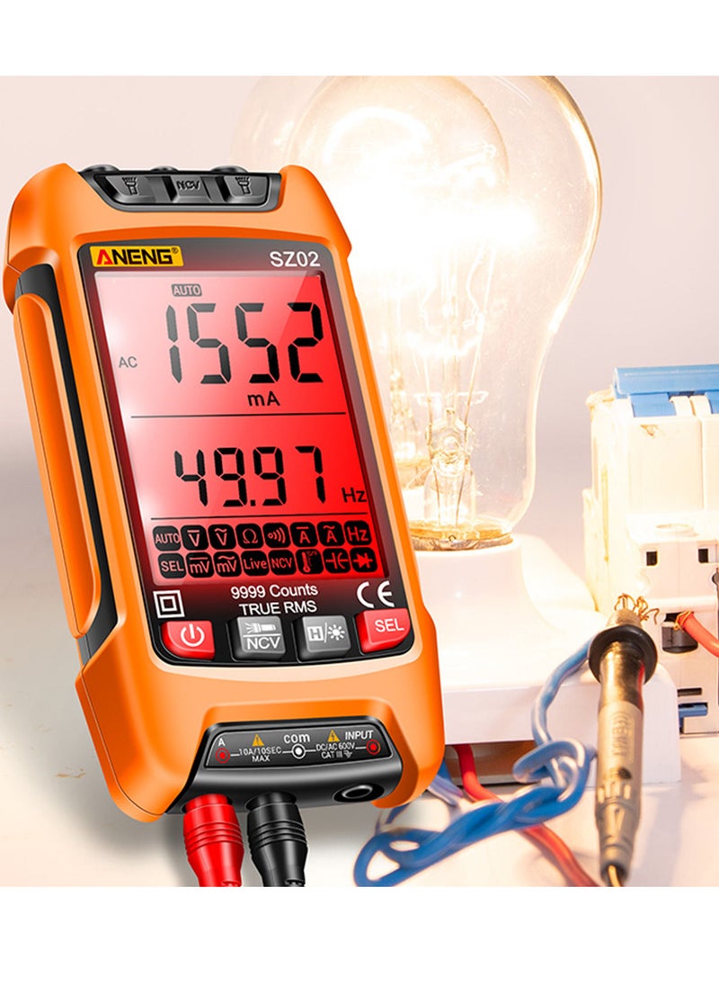 ANENG - SZ02 Smart Digital Multimeter Auto Range 9999 Counts NCV Universal Meter Handheld Multifunctional Tester Voltmeter Ammeter Orange - Image 1