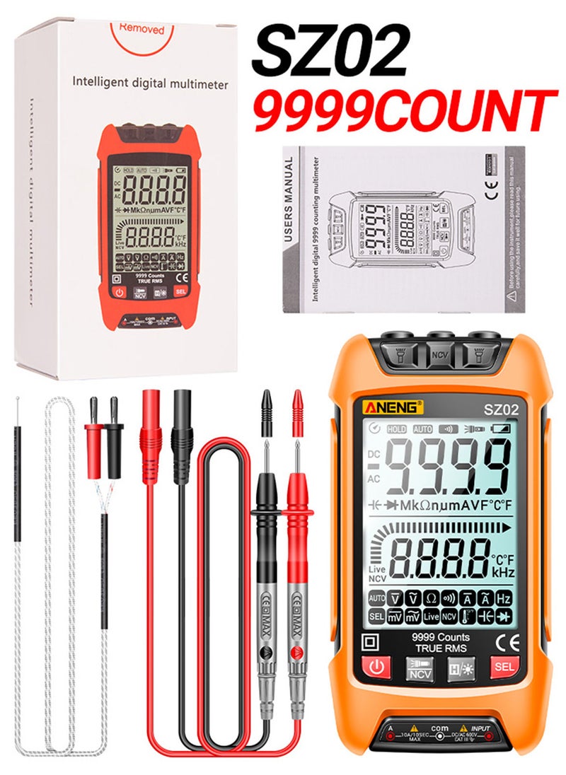 ANENG - SZ02 Smart Digital Multimeter Auto Range 9999 Counts NCV Universal Meter Handheld Multifunctional Tester Voltmeter Ammeter Orange - Image 1