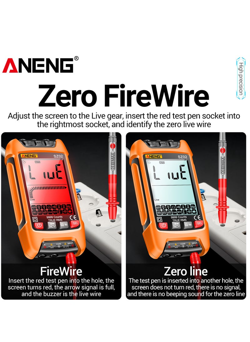 ANENG - SZ02 Smart Digital Multimeter Auto Range 9999 Counts NCV Universal Meter Handheld Multifunctional Tester Voltmeter Ammeter Orange - Image 1
