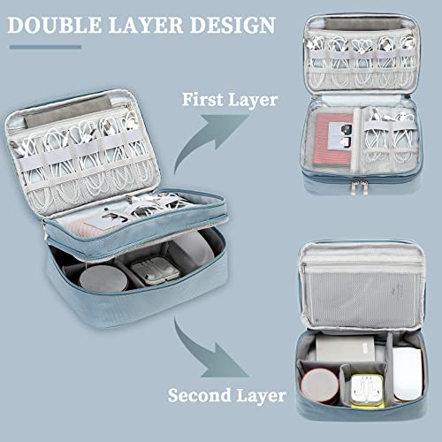 Lanola Electronic Organizer Travel Double Layer Cable Organizer Bag,Accessory Bag for Hard Drives,Cables,USB,SD Card,Memory Cards,Flash Drive,etc. - Red - Image 4