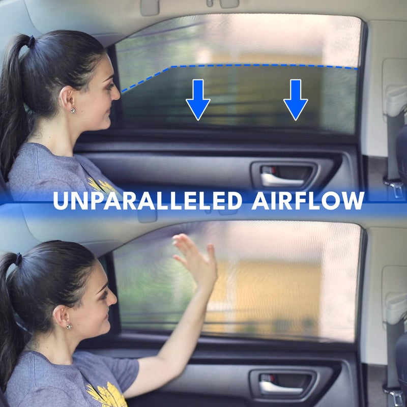 EcoNour Car Side Window Sun Shade (Pack of 2) | Stretchable & Breathable Car Window Screens for Complete Sun & Privacy Protection | Fits Most Truck, SUV and Minivan (XL 46" x 26") - Image 5