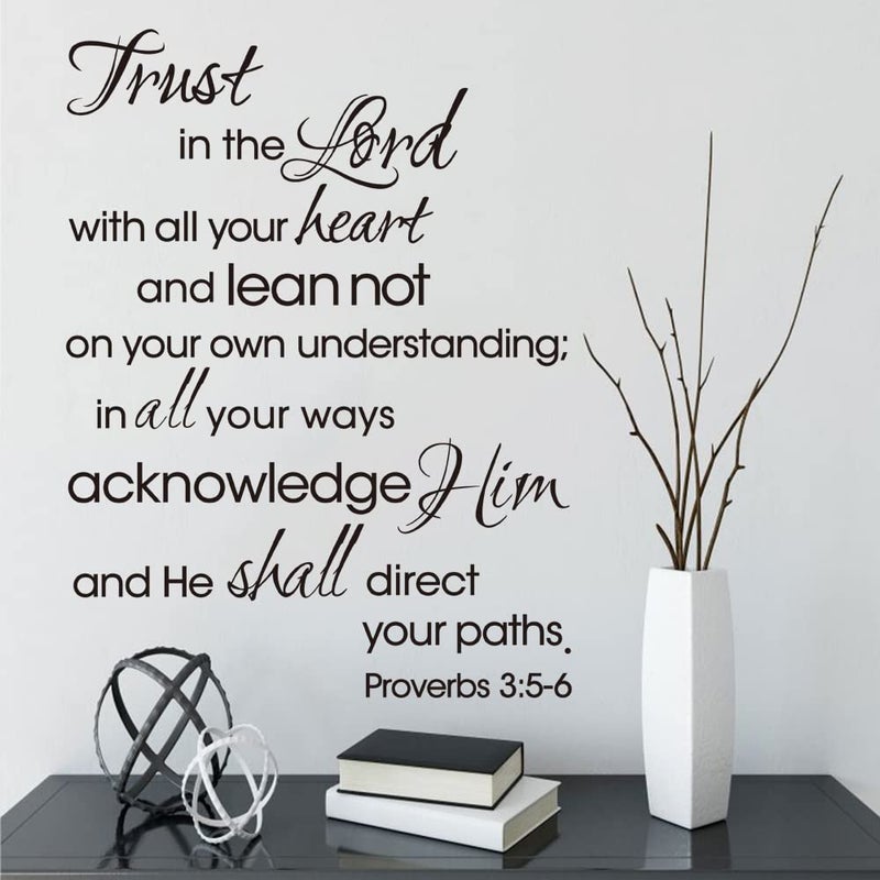 Runtoo Trust in The Lord Wall Decals Extra Large Bible Verse Inspirational Quotes Wall Stickers for Bedroom Living Room Family Lettering Wall Decor