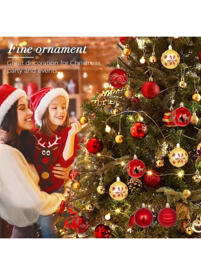 زينة كرة الكريسماس، 44 قطعة من زينة شجرة الكريسماس البلاستيكية المقاومة للكسر مع حلقة تعليق لحفلة شجرة الكريسماس وديكور المنزل ومجموعة زينة شجرة الكريسماس - Image 3