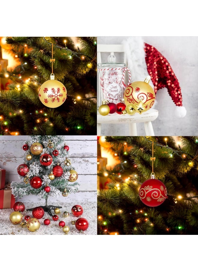 زينة كرة الكريسماس، 44 قطعة من زينة شجرة الكريسماس البلاستيكية المقاومة للكسر مع حلقة تعليق لحفلة شجرة الكريسماس وديكور المنزل ومجموعة زينة شجرة الكريسماس - Image 5