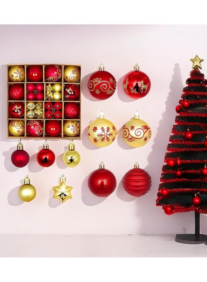 زينة كرة الكريسماس، 44 قطعة من زينة شجرة الكريسماس البلاستيكية المقاومة للكسر مع حلقة تعليق لحفلة شجرة الكريسماس وديكور المنزل ومجموعة زينة شجرة الكريسماس - Image 2