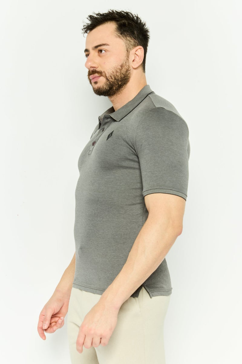 SKECHERS Men Sportswear Fit Short Sleeve Outdoor Polo Shirt, Grey - Image 3