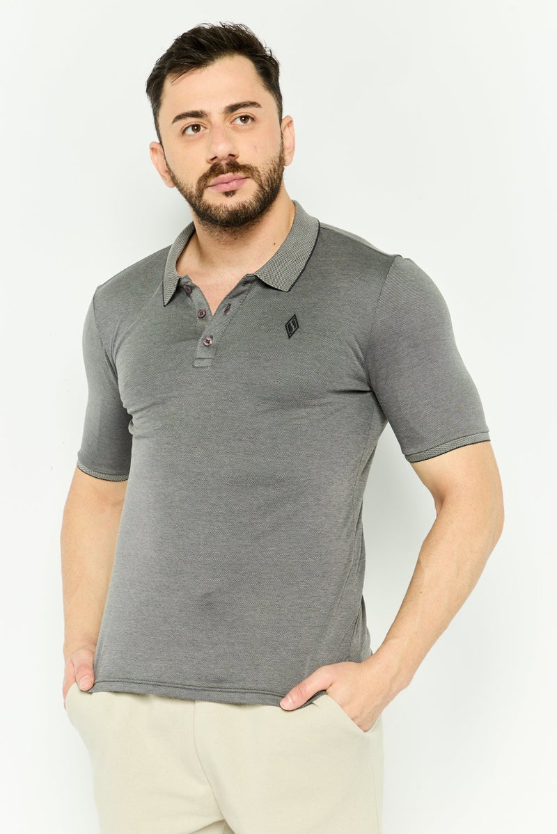 SKECHERS Men Sportswear Fit Short Sleeve Outdoor Polo Shirt, Grey - Image 1