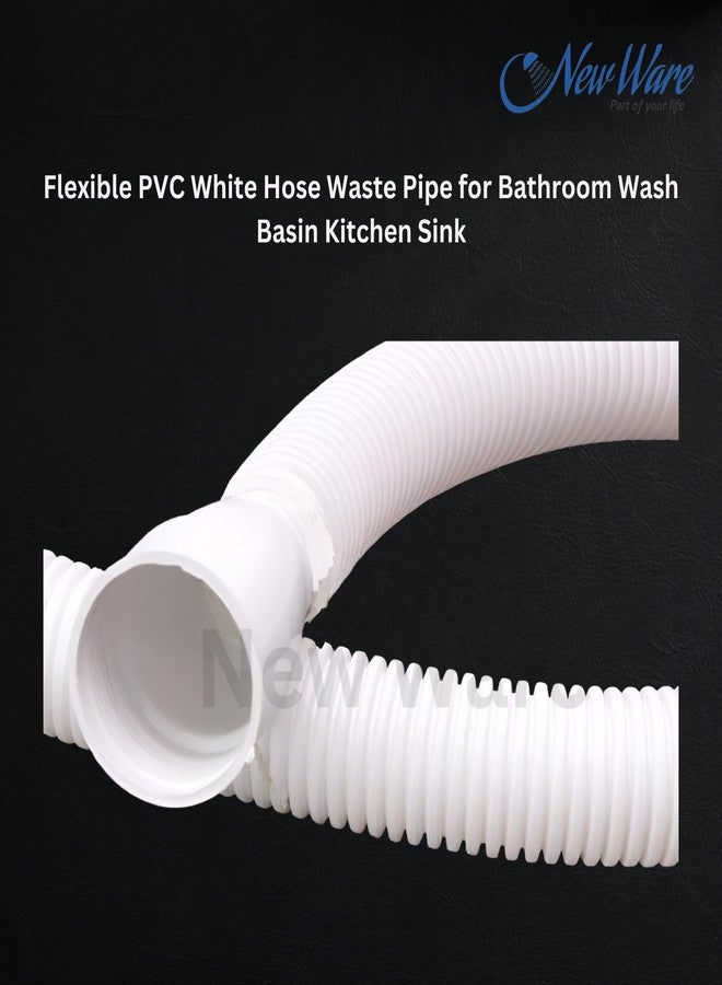 NEW WARE® Flexible PVC White Hose Waste Pipe for Bathroom Wash Basin Kitchen Sink Heavy Duty 1 1/4" Drain Hose/Outlet Tube Connector - Image 3