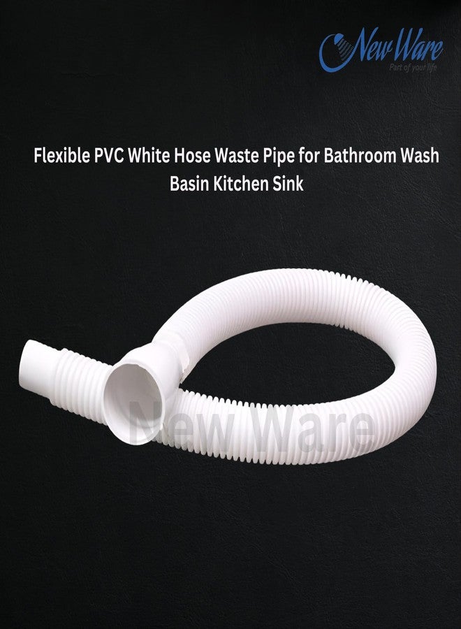 NEW WARE® Flexible PVC White Hose Waste Pipe for Bathroom Wash Basin Kitchen Sink Heavy Duty 1 1/4" Drain Hose/Outlet Tube Connector - Image 2