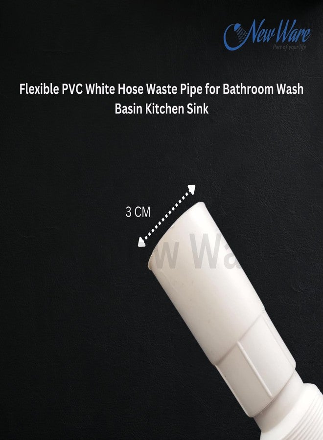 NEW WARE® Flexible PVC White Hose Waste Pipe for Bathroom Wash Basin Kitchen Sink Heavy Duty 1 1/4" Drain Hose/Outlet Tube Connector - Image 5