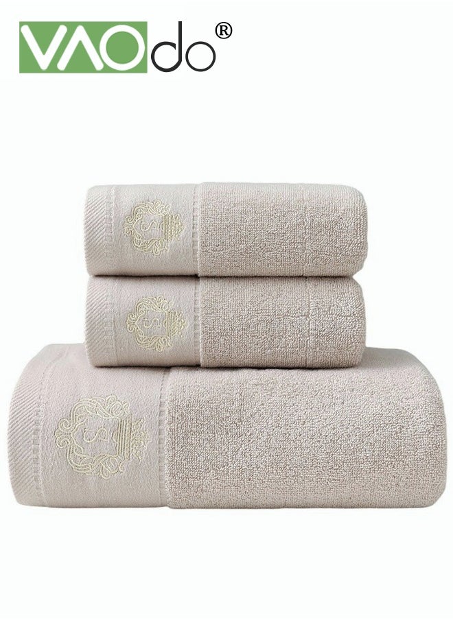 VAOdo 3PCS Cotton Bath Towel Set Fast Absorbent Skin-friendly and Soft Bath Towel*1PCS and 2PCS Towels Creamy-white  - Image 1