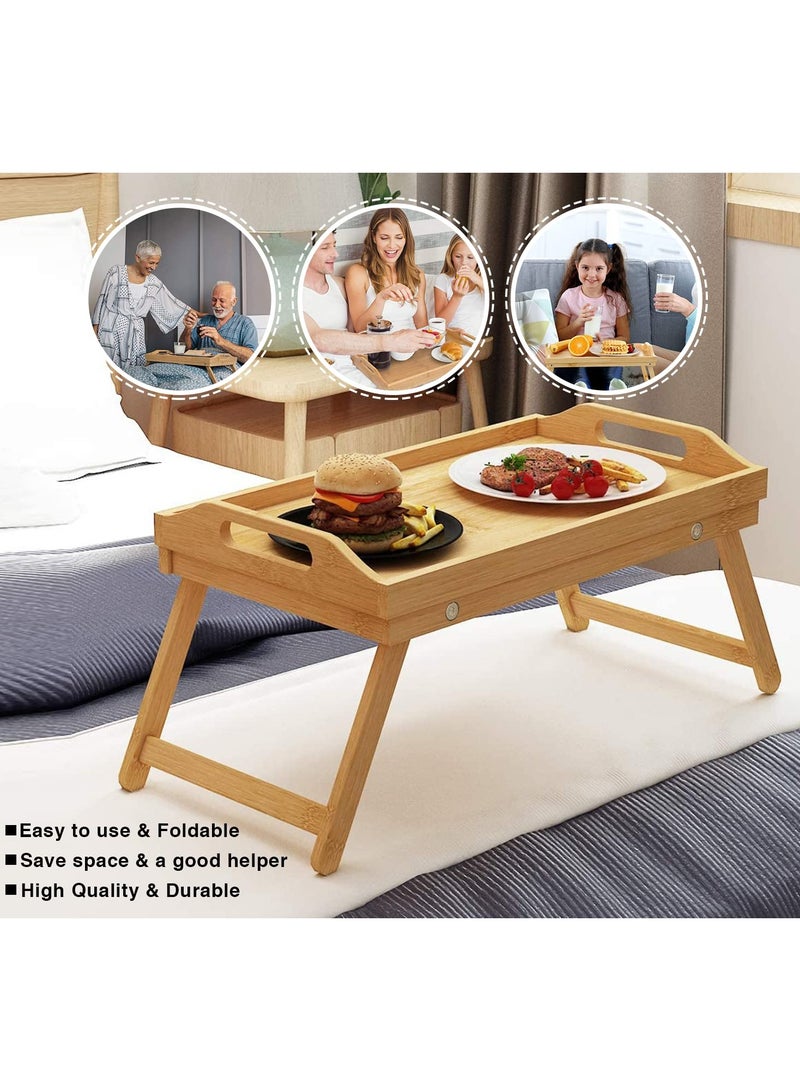 جرين تايجر طاولة الإفطار في صينية السرير مع أرجل قابلة للطي - طاولة كمبيوتر محمول لطاولة السرير - صينية تقديم الإفطار المحمولة - صينية سرير من الخيزران مع أرجل - طاولة كمبيوتر محمول من الخيزران - طاولة كمبيوتر محمول على السرير - Image 2