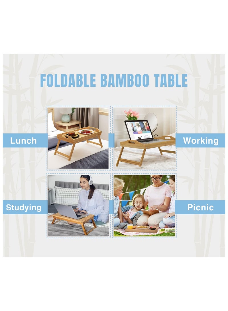 جرين تايجر طاولة الإفطار في صينية السرير مع أرجل قابلة للطي - طاولة كمبيوتر محمول لطاولة السرير - صينية تقديم الإفطار المحمولة - صينية سرير من الخيزران مع أرجل - طاولة كمبيوتر محمول من الخيزران - طاولة كمبيوتر محمول على السرير - Image 3