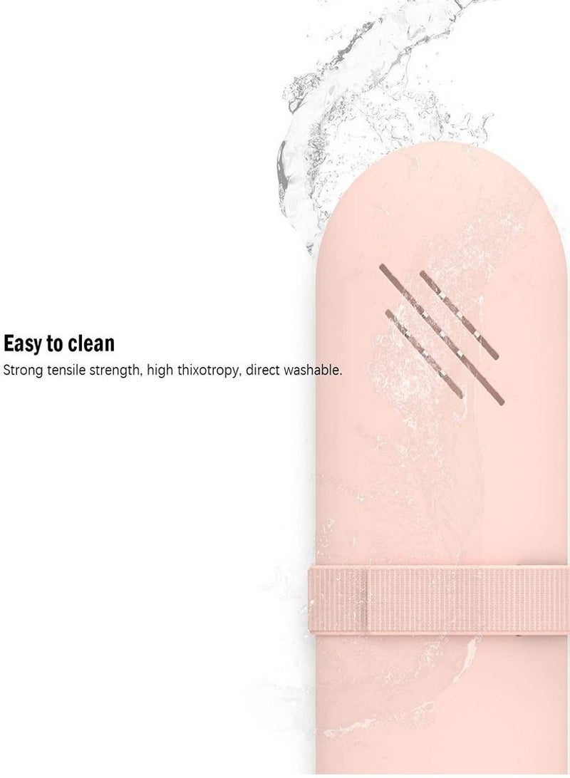 Travel Makeup Brush Holder, Silicone Makeup Brush Organizer Bag Pink - Image 4