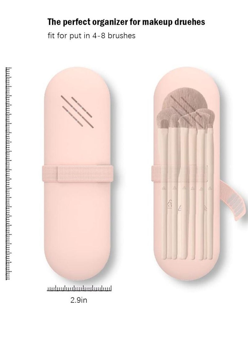 Travel Makeup Brush Holder, Silicone Makeup Brush Organizer Bag Pink - Image 5