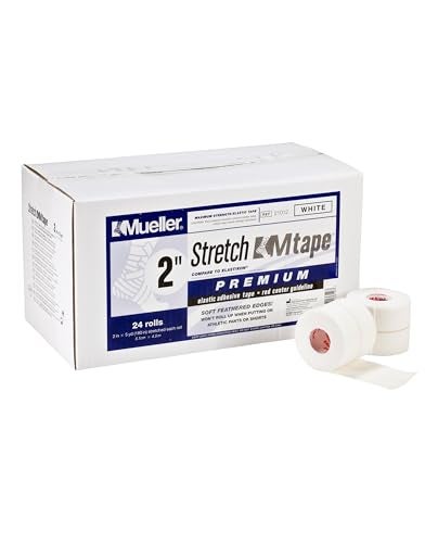 MUELLER Sports Medicine Stretch MTape Premium Rolls, Quality Athletic Tape, Easy to Tear for Fast & Effective Taping, 2" x 5 Yards Per Roll, 24 Rolls, White - Image 5