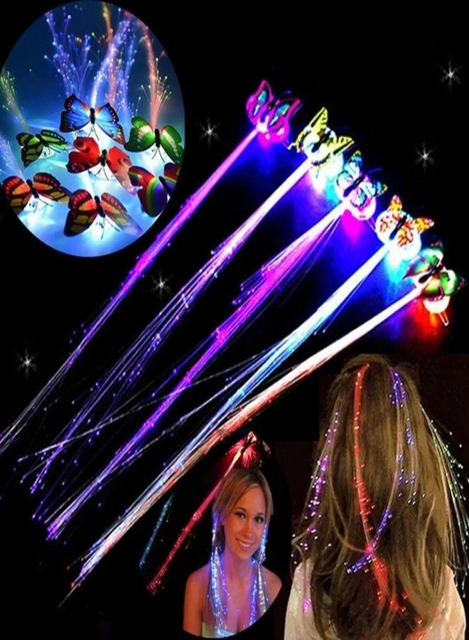 Newvent® Led Flashing Light Butterfly Hairpin | Women and Girl Party Favours | Braid Optical Fibber Hairclip Party Fashion (Multicolour Pack of 6) - Image 2