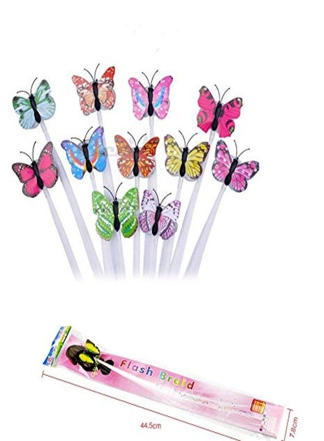 Newvent® Led Flashing Light Butterfly Hairpin | Women and Girl Party Favours | Braid Optical Fibber Hairclip Party Fashion (Multicolour Pack of 6) - Image 4