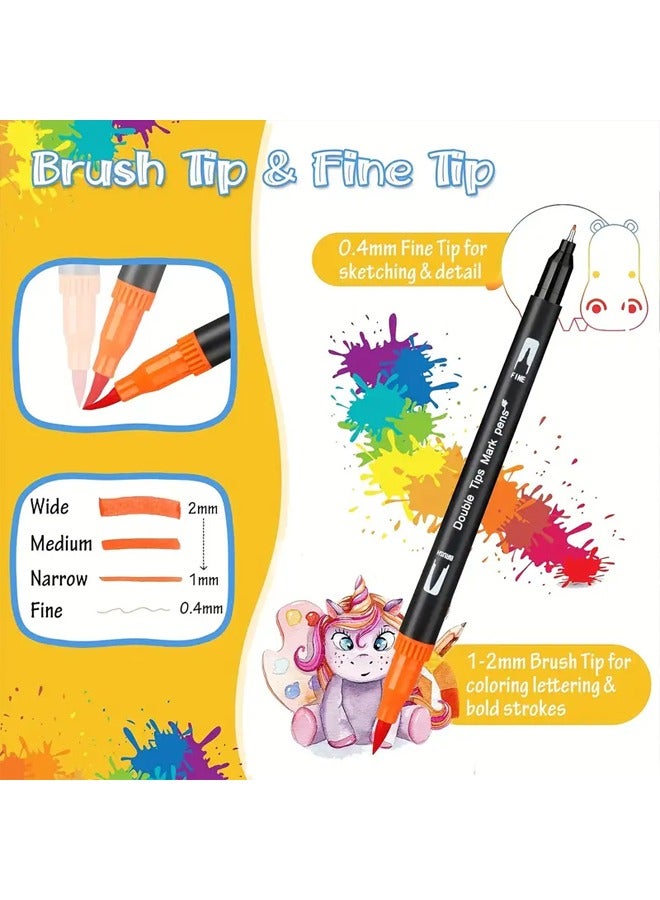 Zeemey Dual Brush Marker Pens, 80 Colors Double Art Markers Set with Fine Tip and Brush Tip for Kids  Adults Coloring Book Hand Lettering Calligraphy Journaling Drawing Sketching Doodling Illustrating Card Making Art Supplies Kit - Image 3