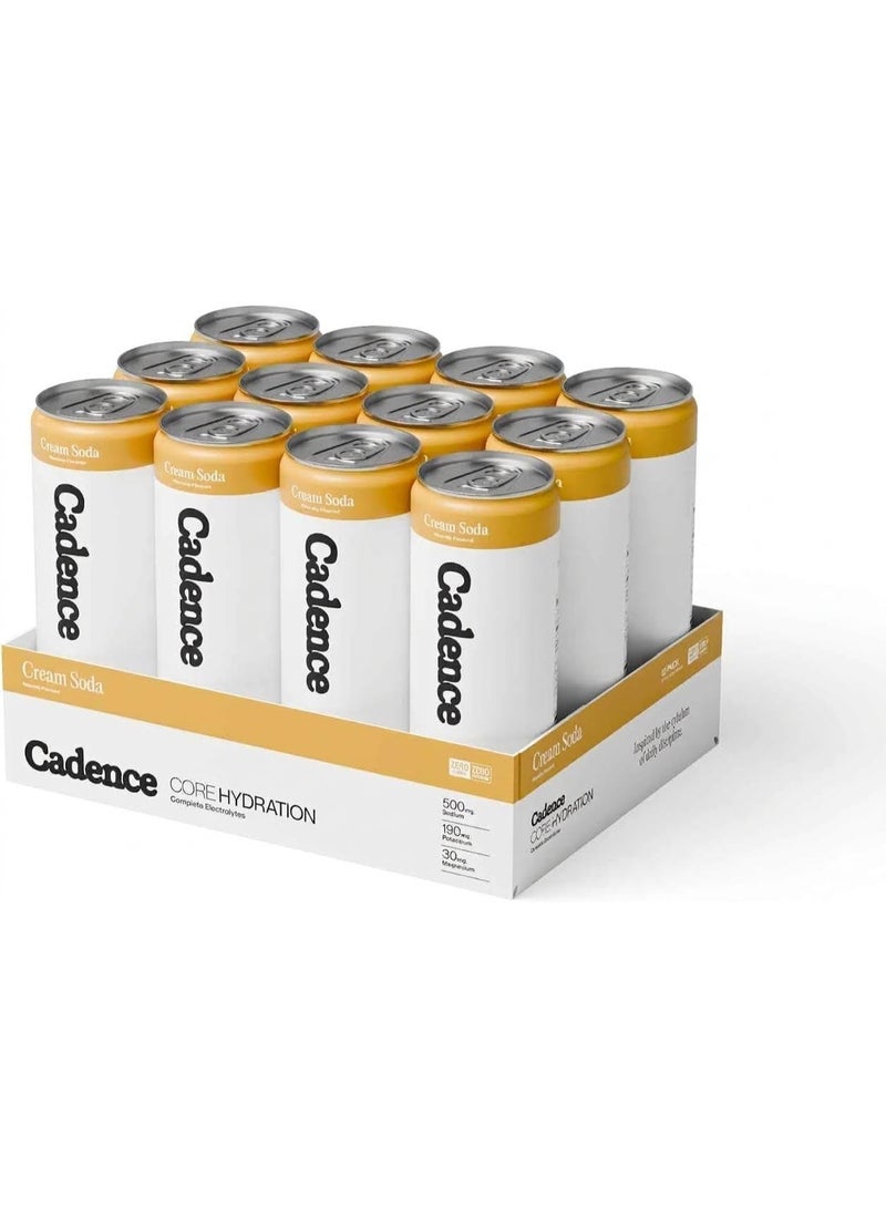 Cadence Core Electrolyte Hydration Drink - Sugar Free, Zero Caffeine - Cream Soda , 12 x 330ml Cans - Image 1