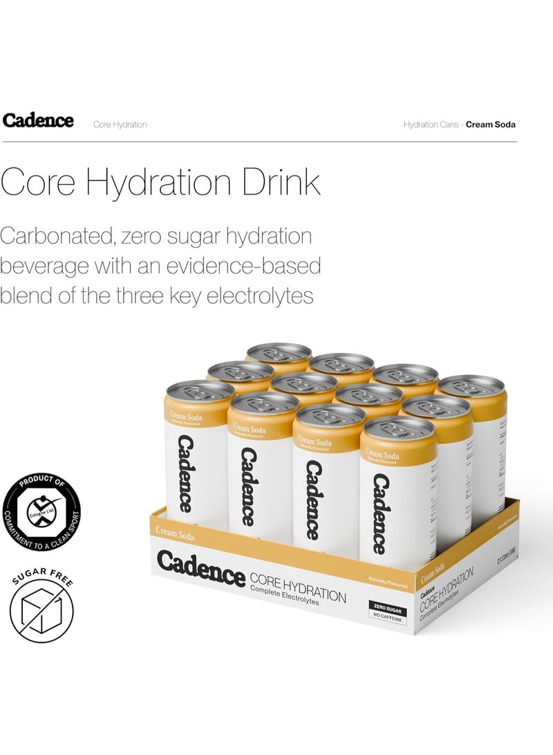 Cadence Core Electrolyte Hydration Drink - Sugar Free, Zero Caffeine - Cream Soda , 12 x 330ml Cans - Image 2