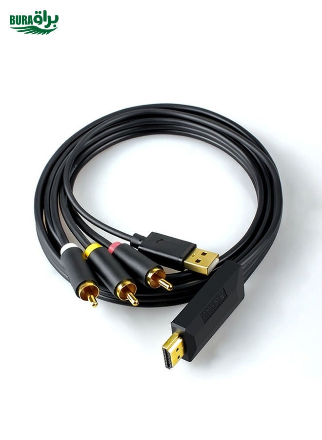 BURAQ 5m JingHua HDMI-3RCA HDMI To 3RCA Conversion Cable Set-Top TV Projector AV Lotus Converter Cable  - Image 2