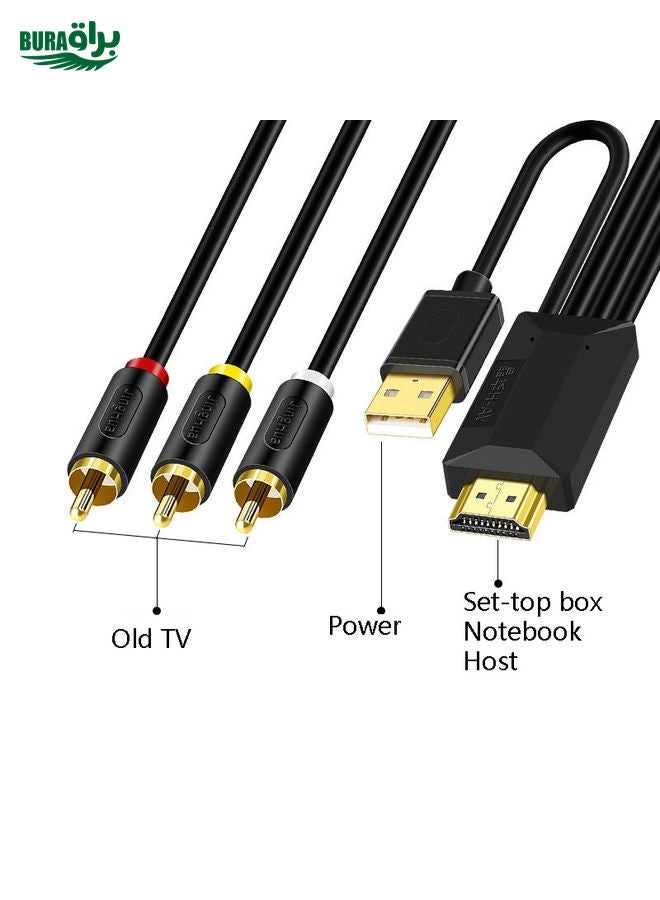 BURAQ 5m JingHua HDMI-3RCA HDMI To 3RCA Conversion Cable Set-Top TV Projector AV Lotus Converter Cable  - Image 4