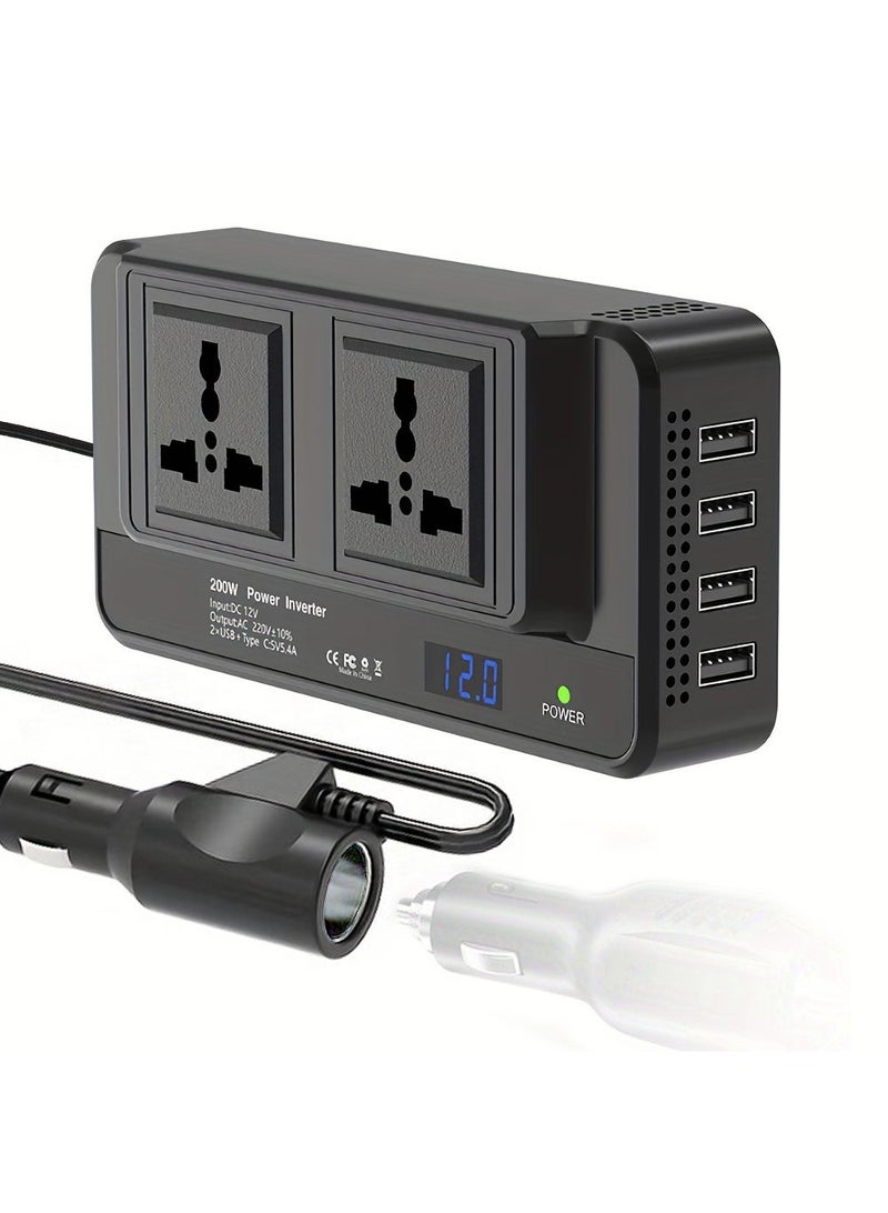 إيزي سو 200W سيارة السلطة العاكس العاصمة 12V إلى 220 فولت التيار المتردد العاكس سيارة ، سيارة محول مع 2 دبوس مأخذ 4-USB ميناء - Image 1