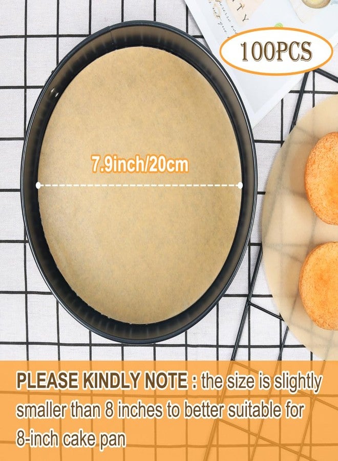 BYKITCHEN ورق زبدة دائري مقاس 8 بوصات، ورق زبدة غير لاصق للخبز، بطانات ورق زبدة مقطعة مسبقًا لقوالب الكيك، مكبس التورتيلا، قالب الكيك ذو القاعدة المتحركة والمزيد (مجموعة من 100 قطعة) - Image 2