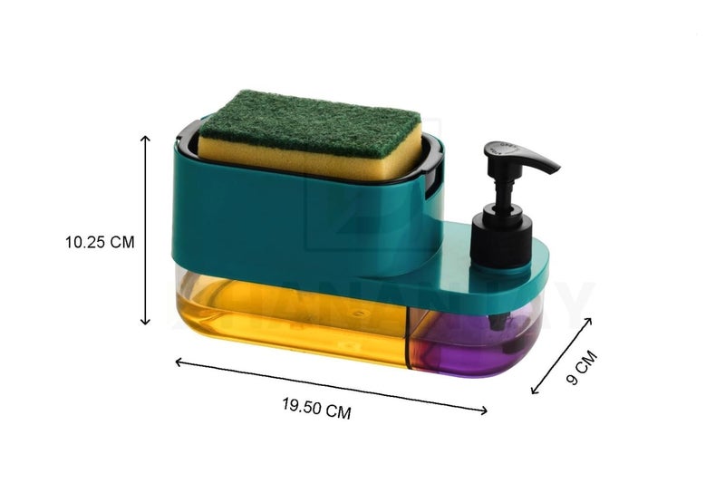 Dimitra 3 in 1 Soap Pump Dispenser Dish Soap Liquid Dispenser Sponge Holder Dish Soap Pump Dispenser for Kitchen Sink Countertop Kitchen Bathroom - Image 2
