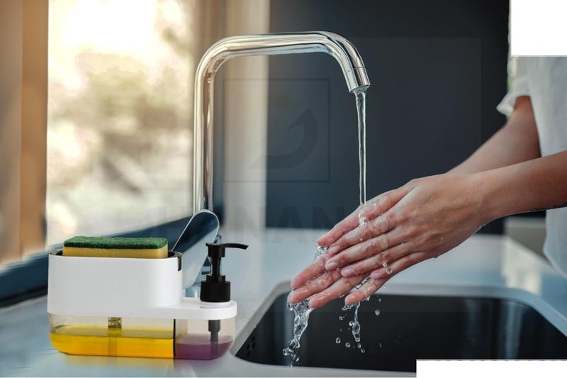 Dimitra 3 in 1 Soap Pump Dispenser Dish Soap Liquid Dispenser Sponge Holder Dish Soap Pump Dispenser for Kitchen Sink Countertop Kitchen Bathroom - Image 5